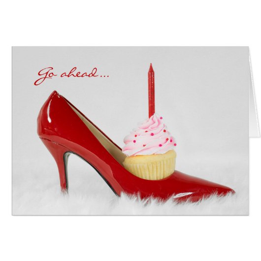 Name Day- red shoe and cupcake Cards (Front Horizontal)