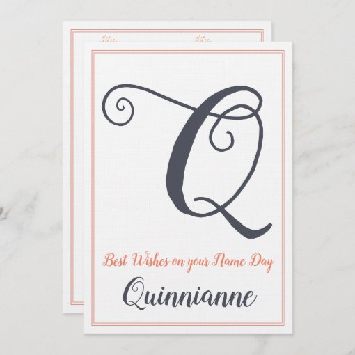 Name Day Saint's Day Letter Q Monogram Invitation | Zazzle