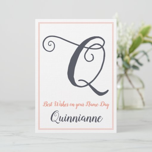 Name Day Saint's Day Letter Q Monogram Invitation | Zazzle