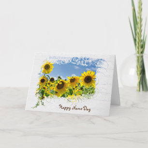 Name Day Sunflower Field Card