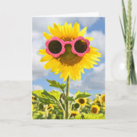 Name Day Sunflower With Sunglasses Card