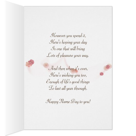 Name Day-white cat and roses on pillow (Inside (Right))