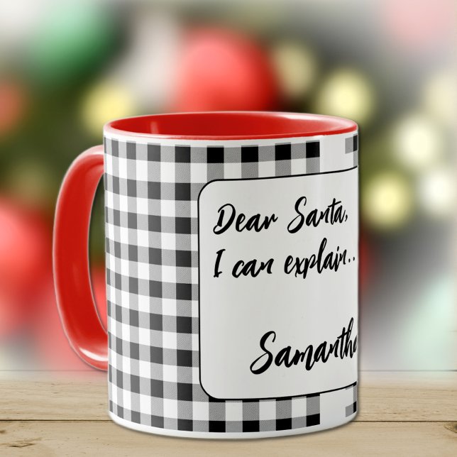 Name, Dear Santa Buffalo Check 11oz or 15oz Combo Mug (Creator Uploaded)