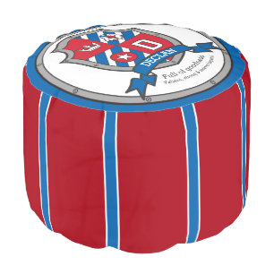 Name Declan letter D blue crest boys round pouf