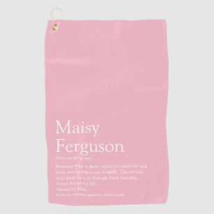 Name Definition Fun Typographic Girly Pink Golf Towel