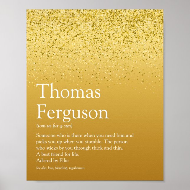 Name Definition Gold Glitter Glitzy Modern Fun Poster (Front)