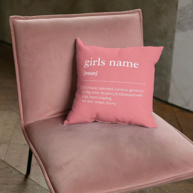 Name Definition Sister Girly Room Decor Pink Throw Pillow (Creator Uploaded)