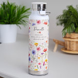 Name Definition with Colorful Wildflower Pattern Water Bottle<br><div class="desc">Wildflower water bottle with custom name definition. The personalization template is ready for you to add your name and your chosen definition using personal attributes, characteristics or skills which could be true, funny, good or bad. The design features colorful watercolor meadow wild flowers and is lettered with casual handwritten script...</div>