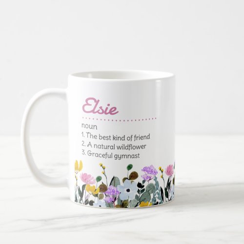 Name Definition with Cute Wildflower Border Coffee Mug