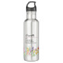 Name Definition with Delicate Wildflower Border Stainless Steel Water Bottle