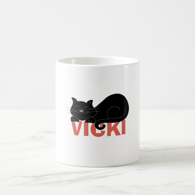 Name design with cat element coffee mug (Center)