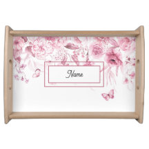 Name, Dutch Art Pink Florals Baby Nursery Tray