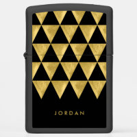 Name Elegant Black Triangle Geometric Pattern Zippo Lighter