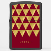 Name Elegant BurgundyTriangle Geometric Pattern Zippo Lighter