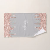 Name Elegant Glitter Drips Pink Rose Gray Sweet Bath Towel Set (Hand Towel)