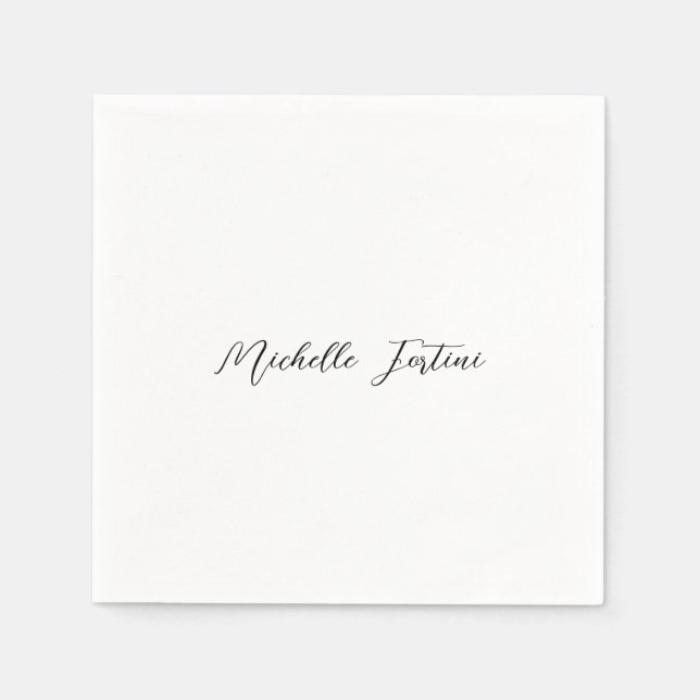 Name Elegant Plain Minimalist  Napkins (Front)