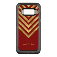 Name Elegant Red Geometric Chevron OtterBox Commuter Samsung Galaxy S8 Case