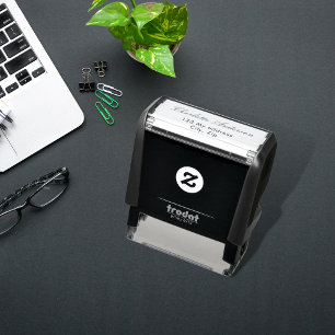 Name elegant script business return address self-inking stamp