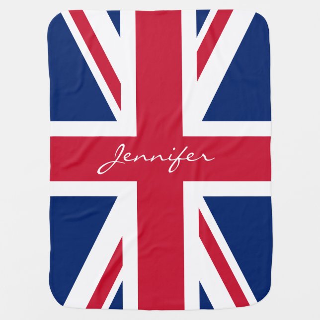 Name English Patriotic Red White Blue Flag Baby Blanket (Front)