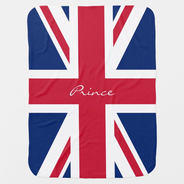 Name English Patriotic Red White Blue Flag Baby Blanket (Front)