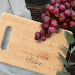 Name Engraved Bamboo Wedding Monogram Cutting Board<br><div class="desc">Create your own unique, personalized cutting board beautifully laser etched with custom text and an optional photo. Perfect for a wedding, anniversary gift or other special occasion, the monogrammed design features a combination of elegant calligraphy script and modern typography. Add a custom name, monogram letter, initials, established (est.) date or...</div>