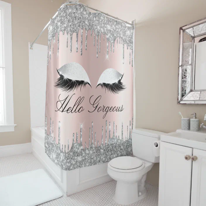 Name Eyelashes Makeup Silver Rose Girly Drips Shower Curtain Zazzle Com Name Eyelashes Makeup Silver Rose Girly, Girly Shower Curtains