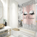 Name Eyelashes Makeup Silver Rose Girly Drips Shower Curtain at Zazzle