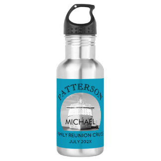 Name, Family Reunion Cruise Blue Green Stainless Steel Water Bottle