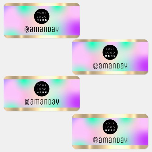 Name Fashion Shop Logo Holograph Gold Framed Labels