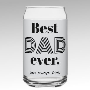 Name, Fathers Day Best DAD Ever 16oz Grey Can Glass