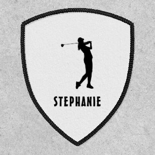 Name Female Golf Player Golfing Golfer Black White Patch