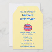 Name First Birthday Cake Art Party Invitation (Back)