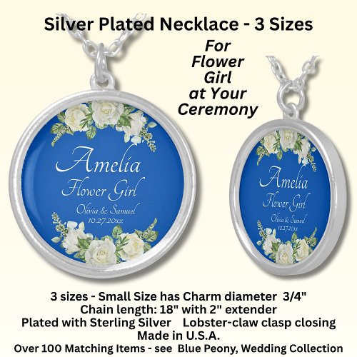 Name Flower Girl, Cobalt Blue & White Roses