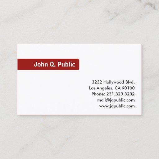 Customizable Name Red Background - Plain White Business Card
