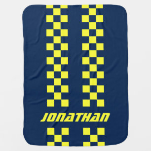 Name Fully Custom Colors Double Checkered Stripes Baby Blanket