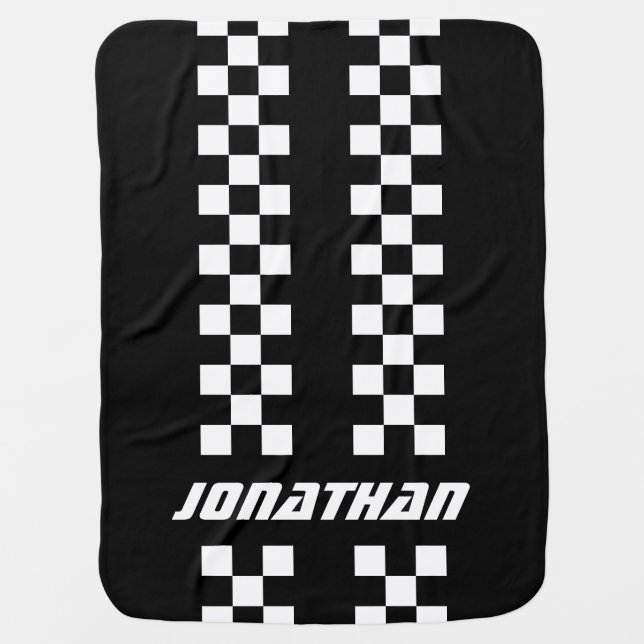 Name Fully Custom Colors Double Checkered Stripes Baby Blanket (Front)