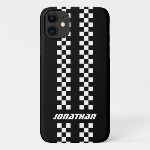 Name Fully Custom Colors Double Checkered Stripes iPhone 11 Case