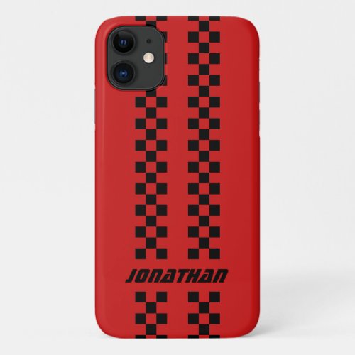 Name Fully Custom Colors Double Checkered Stripes iPhone 11 Case