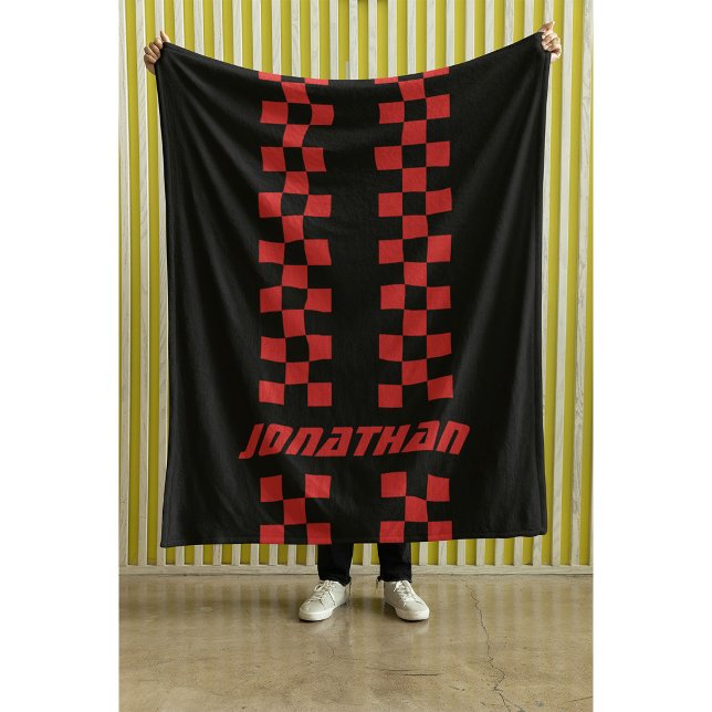 Name Fully Custom Colors Double Checkered Stripes Fleece Blanket (Creator Uploaded)
