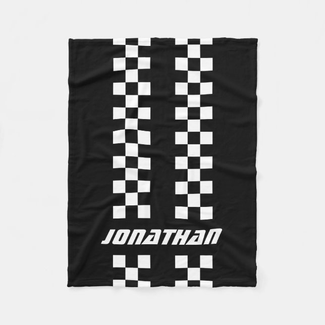 Name Fully Custom Colors Double Checkered Stripes Fleece Blanket (Front)