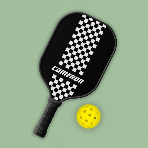 Name Fully Custom Colors Double Checkered Stripes Pickleball Paddle