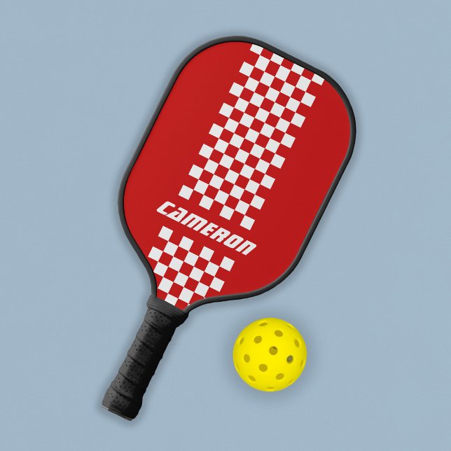 Name Fully Custom Colors Double Checkered Stripes Pickleball Paddle (Creator Uploaded)