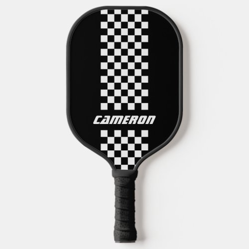 Name Fully Custom Colors Double Checkered Stripes Pickleball Paddle