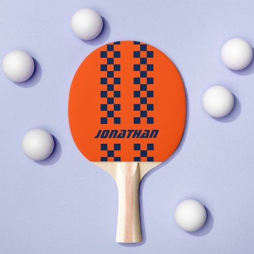 Name Fully Custom Colors Double Checkered Stripes Ping Pong Paddle