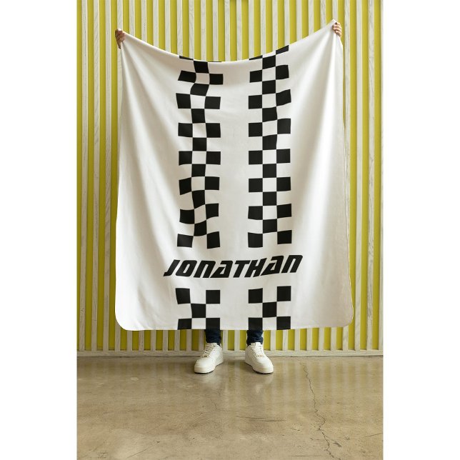 Name Fully Custom Colors Double Checkered Stripes Sherpa Blanket (Creator Uploaded)