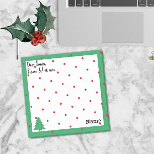 Name, Funny Dear Santa Red Polka Dots Post-it Notes