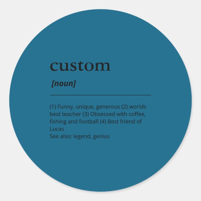 Name Funny Definition Minimalist For Him  Classic Round Sticker (Front)