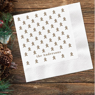 Name, Gingerbread Man Cookies Holiday Paper Napkins