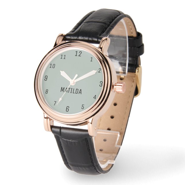 Name Girl Boy Women Men | Ash Gray Elegant Watch (Angle)