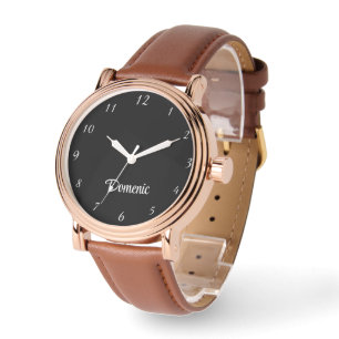 Name Girl Boy Women Men Black Elegant Watch